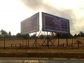 Solid Rock Church banner design, manufacture and installation.